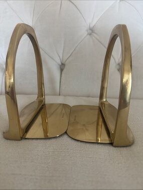 Hermes style vintage brass stirrup bookends